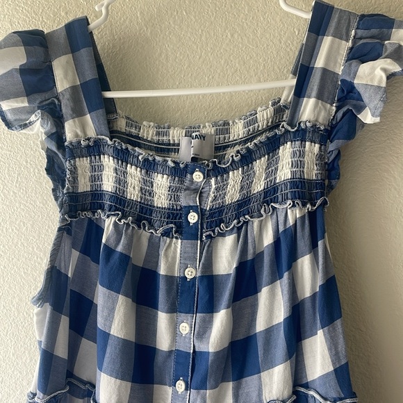 (2 for $20) Old navy Blue and White Gingham midi/maxi Dress - Picture 4 of 8